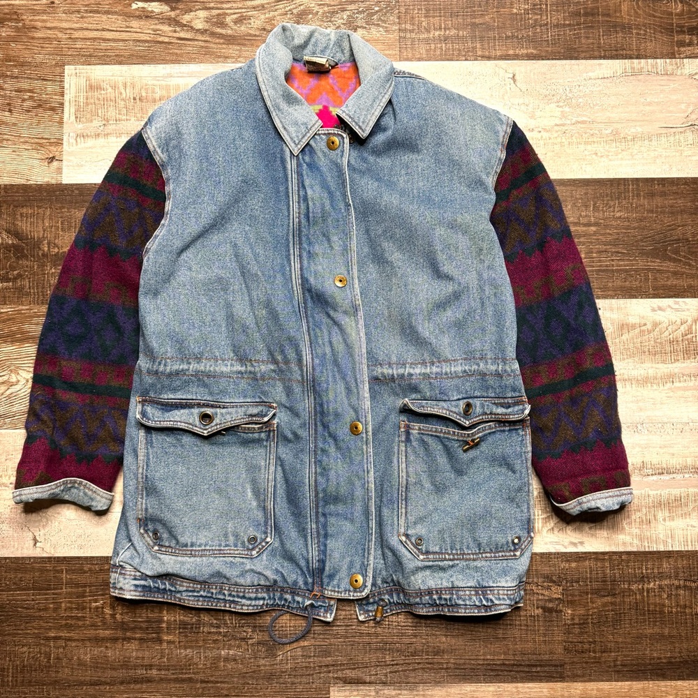 Vintage Outbrook Denim Western Aztec Jacket 90’s Size Medium Womens